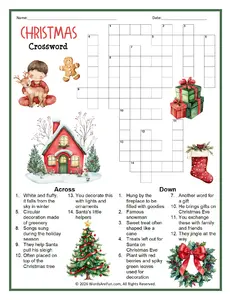 Christmas Crossword Puzzle for Kids