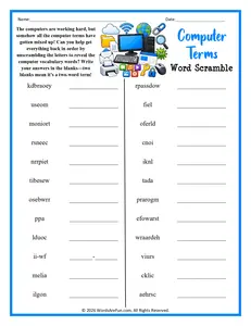 Computer Terms Word Scramble