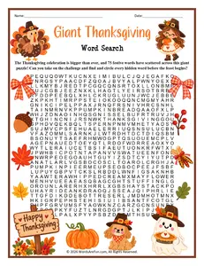 Giant Thanksgiving Word Search
