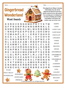 Gingerbread Wonderland Word Search