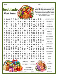Gratitude Word Search