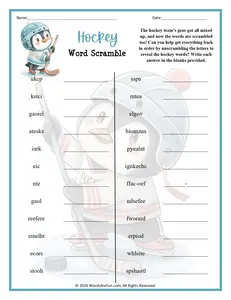 Hockey Word Scramble