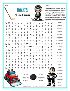 Hockey Word Search