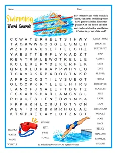 Swimming Word Search