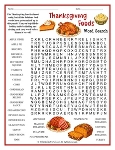 Thanksgiving Foods Word Search