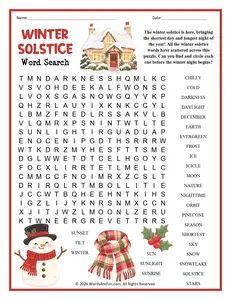 Winter Solstice Word Search
