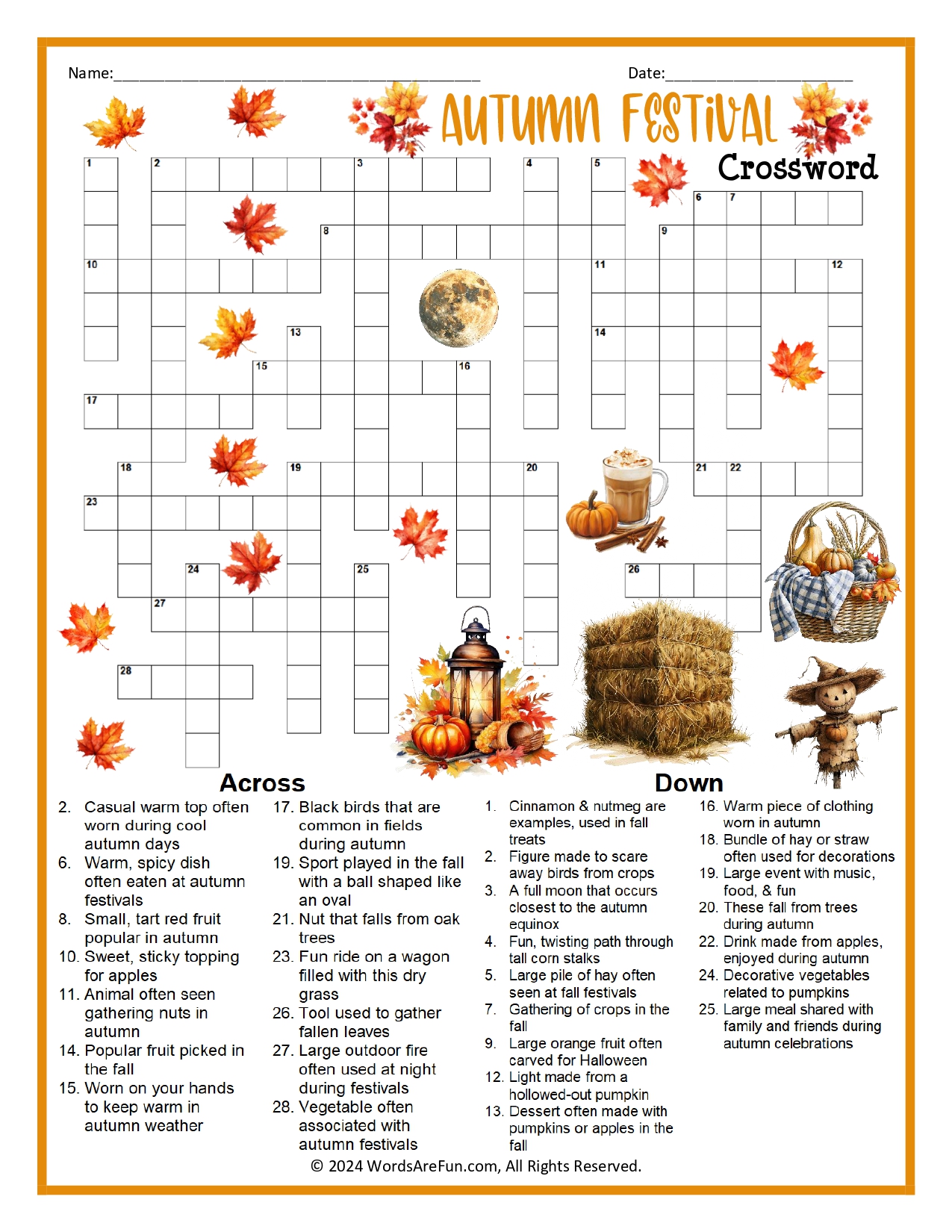Autumn Festival Crossword Puzzle