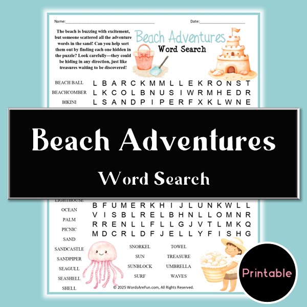 Beach Adventures Word Search