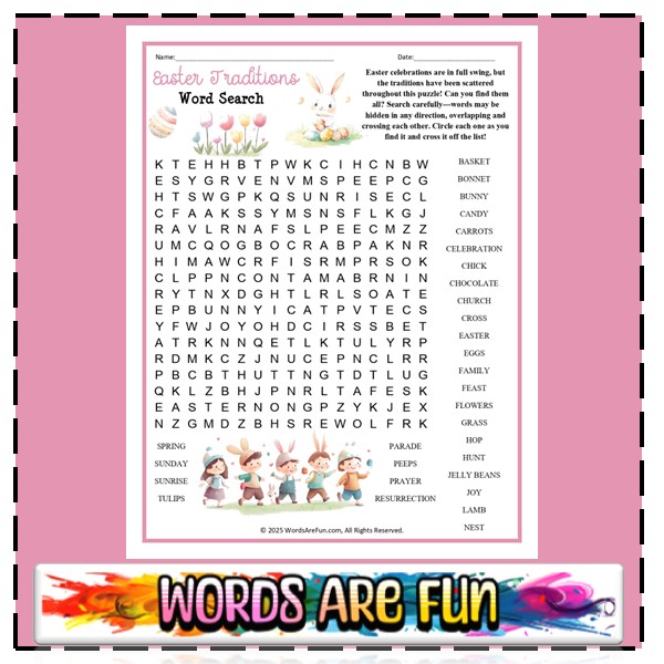 Easter Traditions Word Search