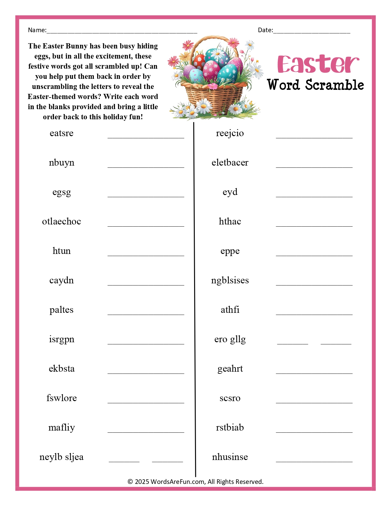 Easter Word Scramble