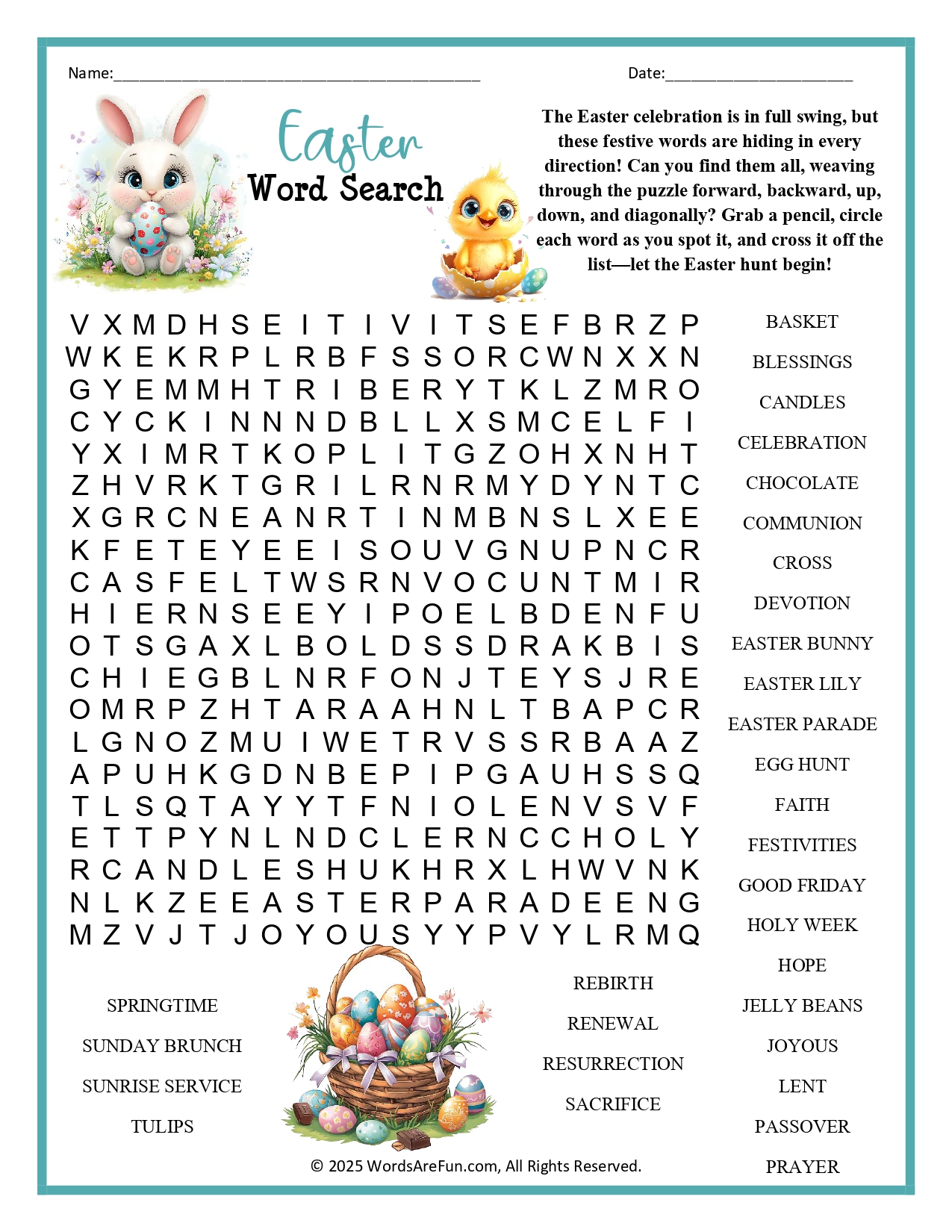 Easter Word Search for Adults