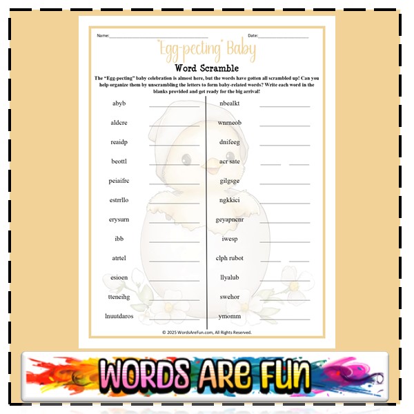 Egg-pecting Baby Word Scramble