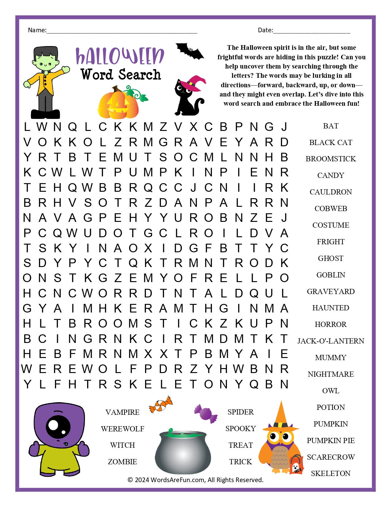 Halloween Word Search