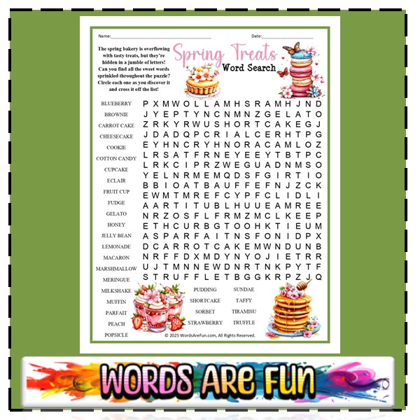 Spring Treats Word Search