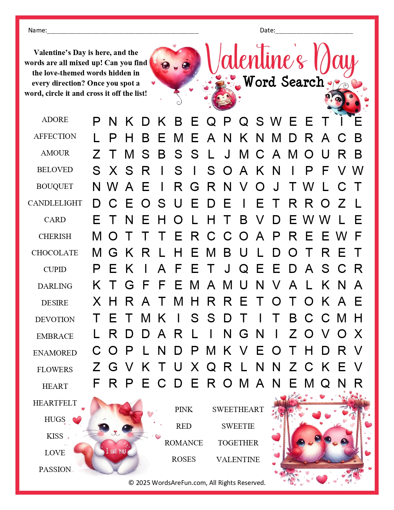 Valentine's Day Word Search