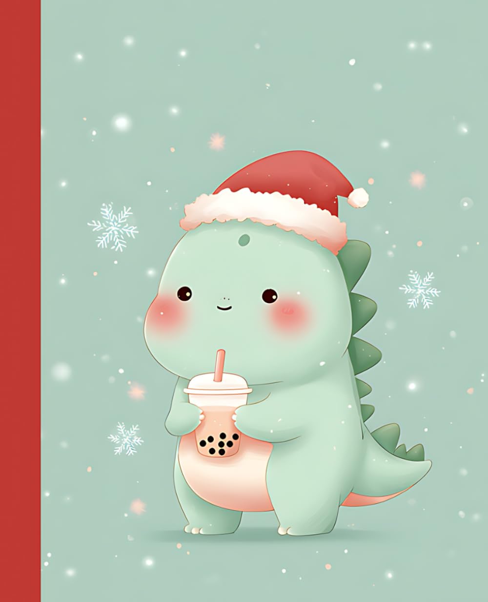 Christmas Dino Notebook with Boba Tea