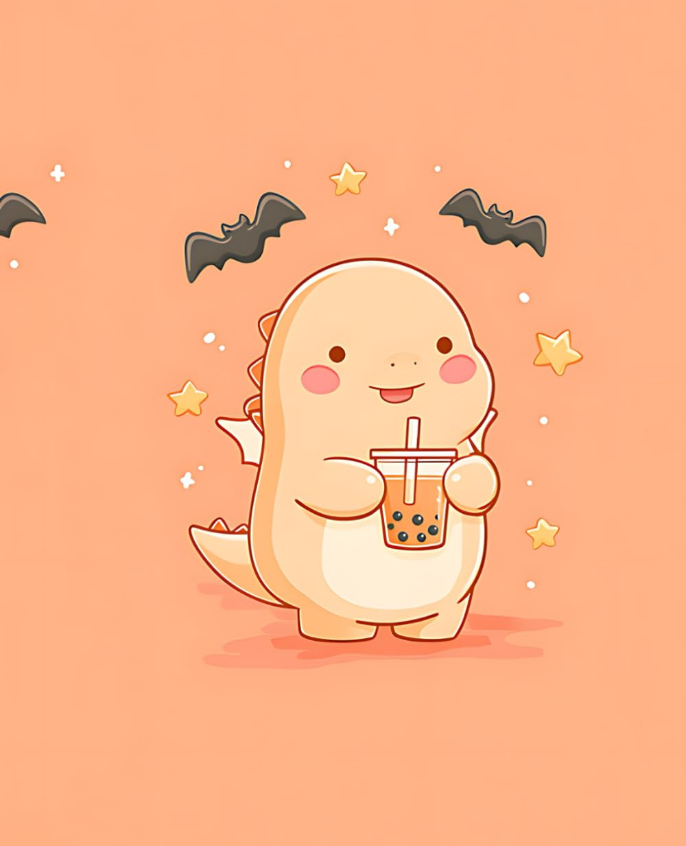 Halloween Dino Notebook with Boba Tea