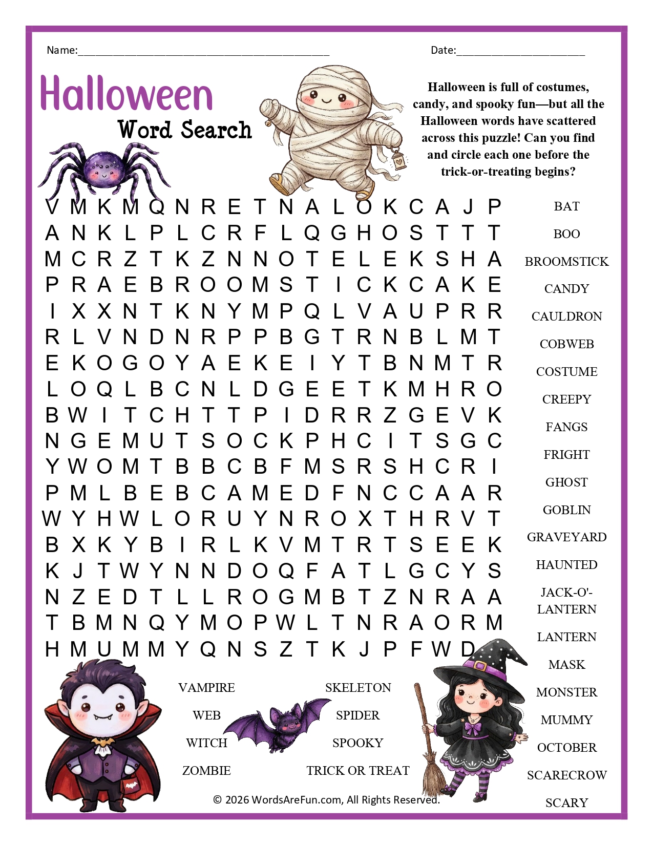 Halloween Word Search