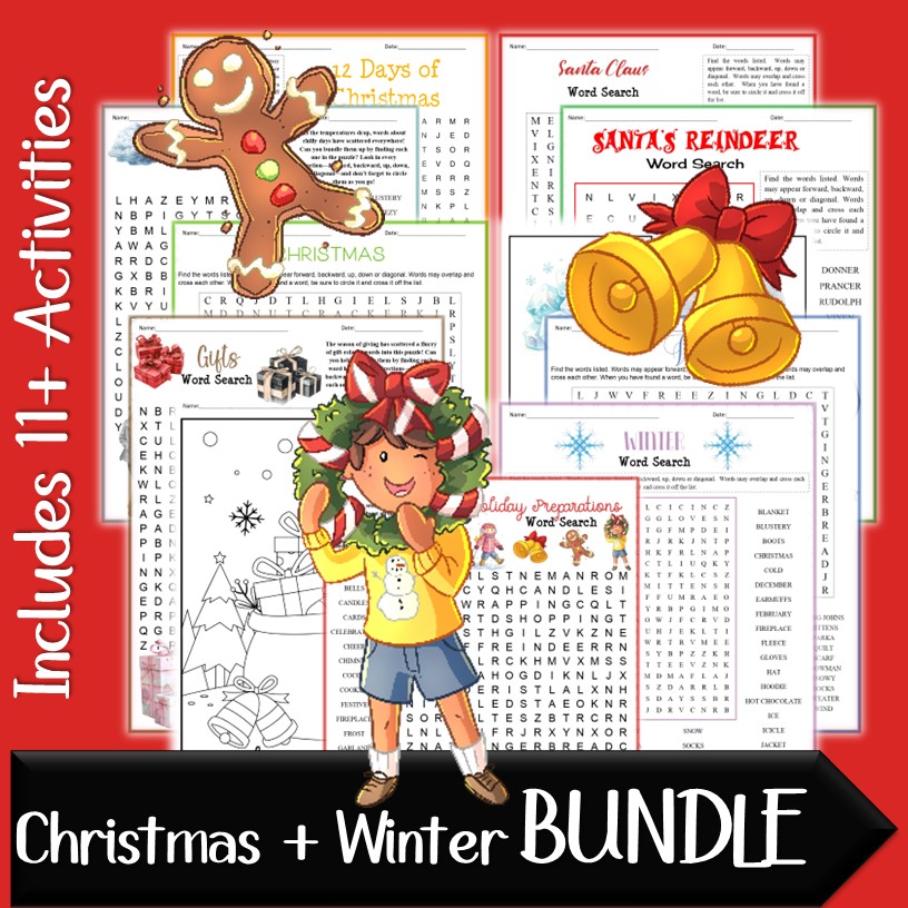 Christmas & Winter Word Search Activity Bundle
