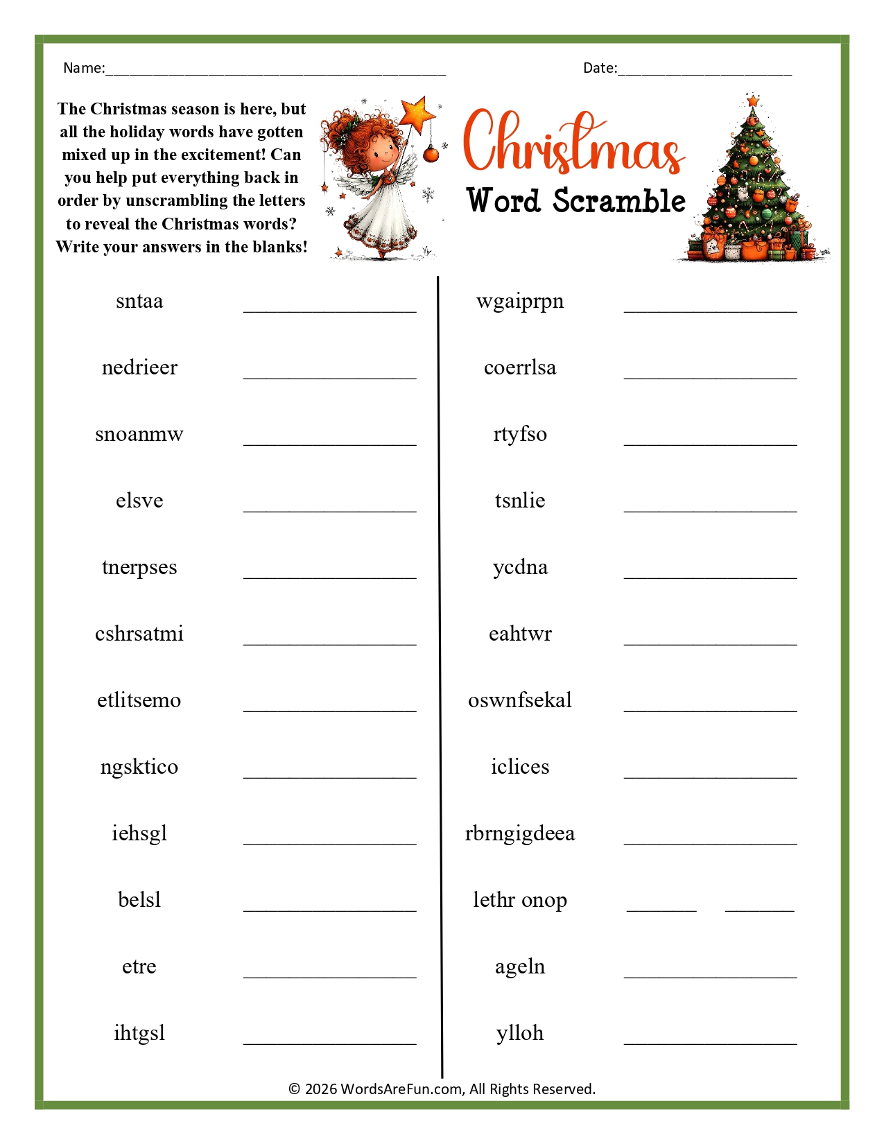 Christmas Word Scramble