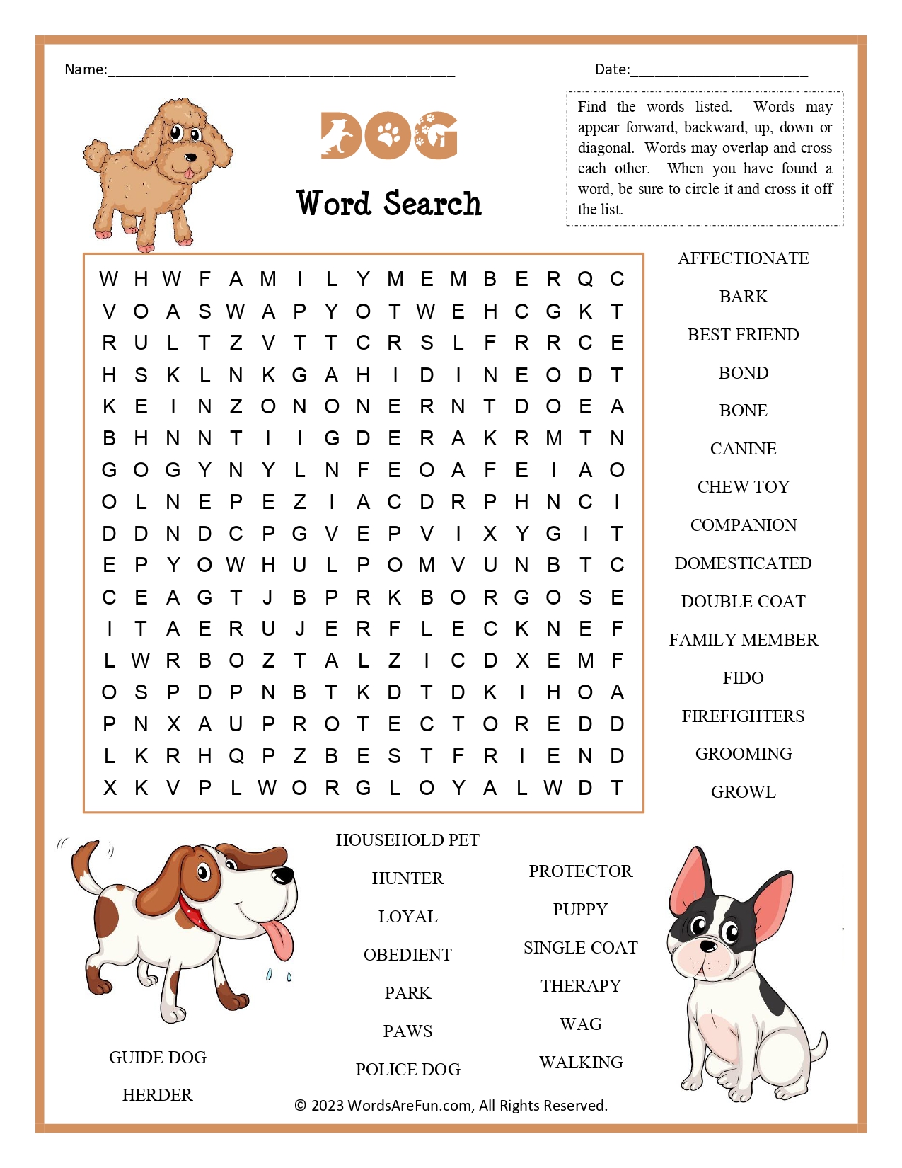 Brain Games Dogs Word Search Puzzles