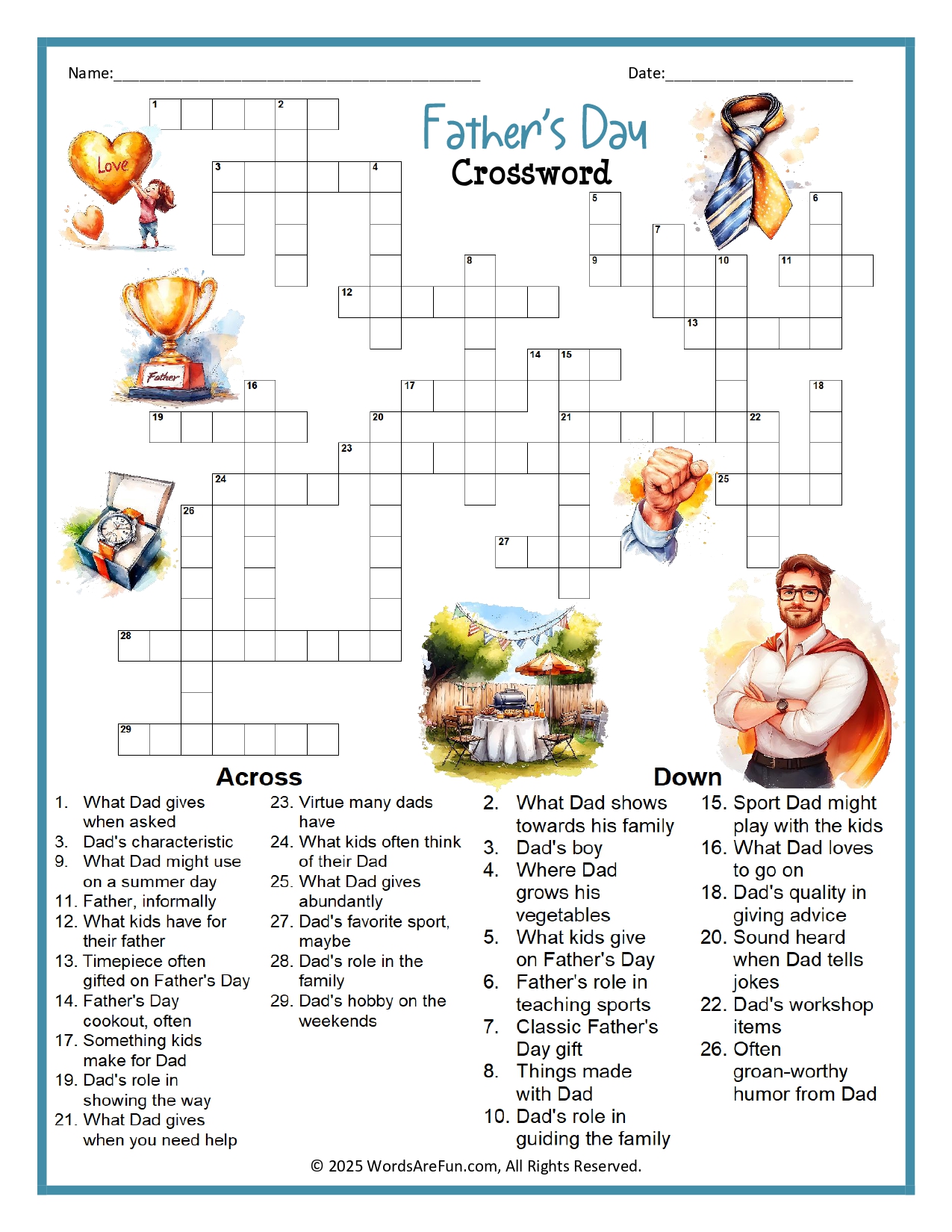 Father's Day Crossword Puzzle