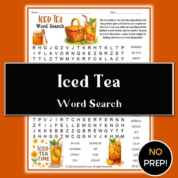 Iced Tea Word Search
