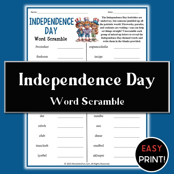Independence Day Word Scramble