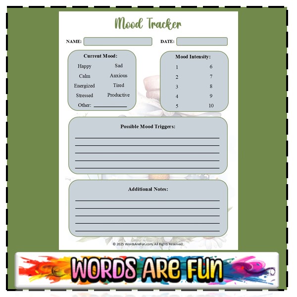 Mood Tracker with Essential Oils & Journal Pages