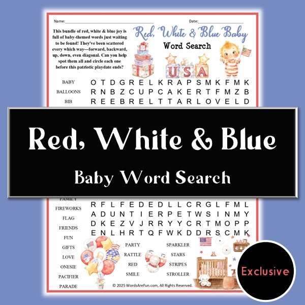Red, White, and Blue Baby Word Search