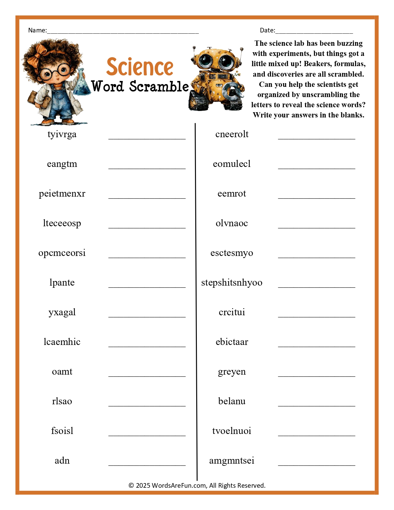 Science Word Scramble