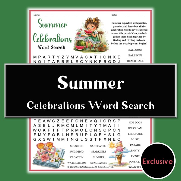 Summer Celebrations Word Search