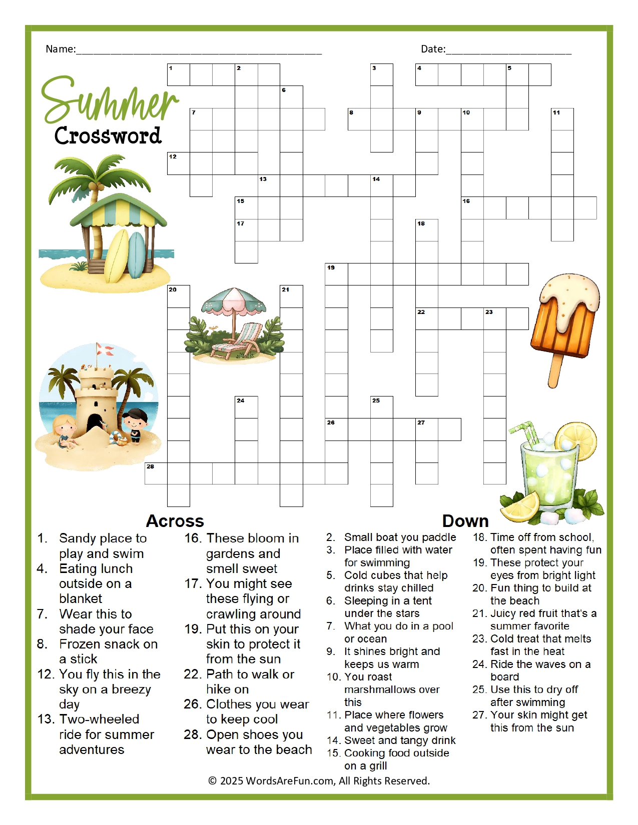 Summer Crossword Puzzle