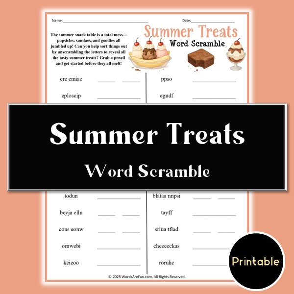 Summer Treats Word Scramble