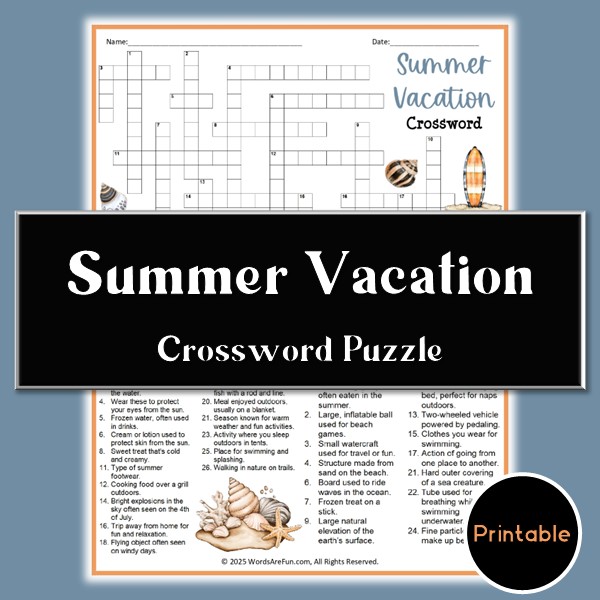 Summer Vacation Crossword Puzzle