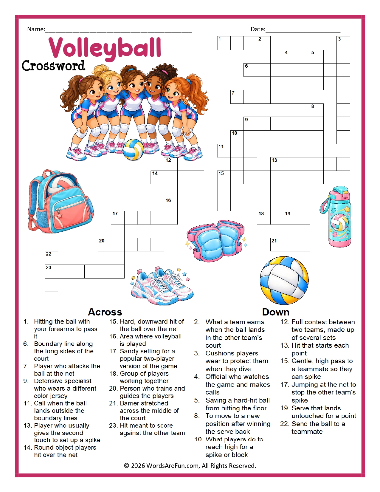 Volleyball Crossword Puzzle