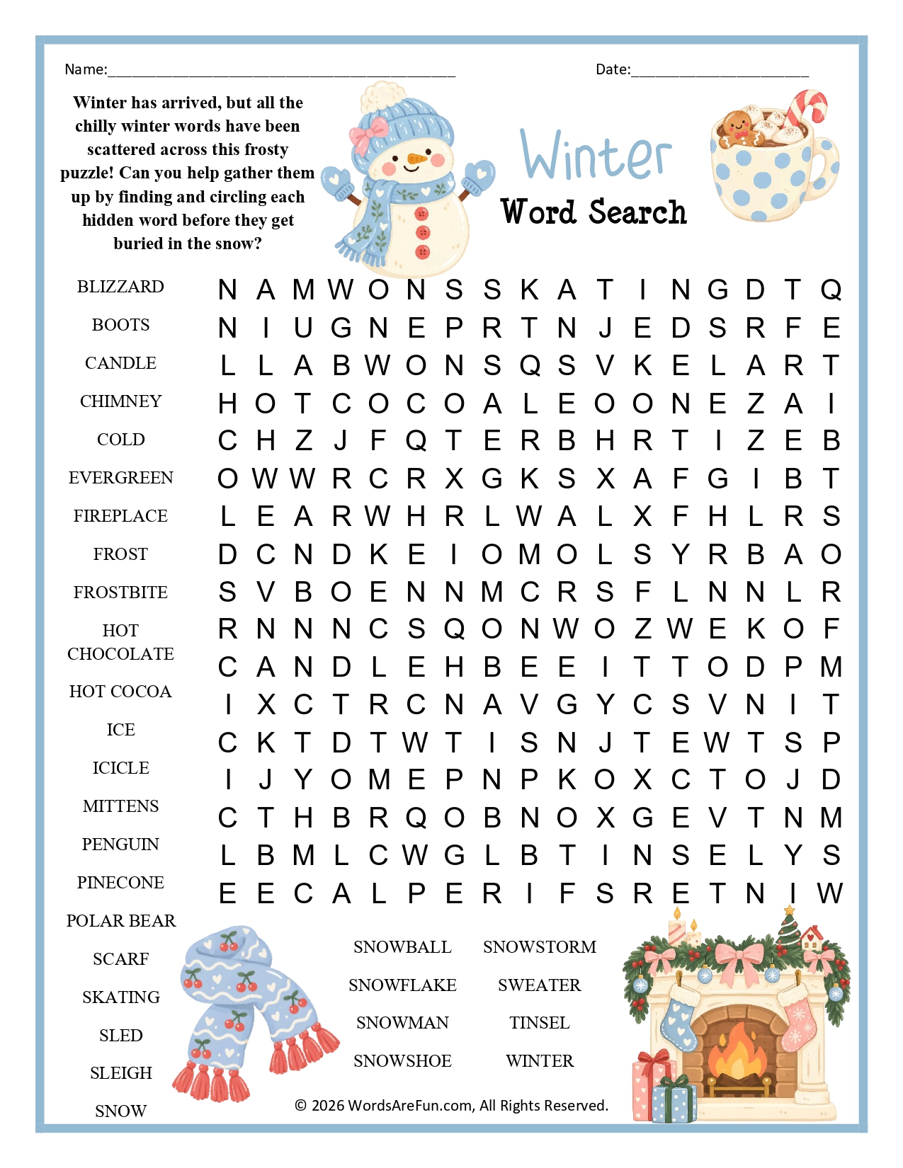 Winter Word Search