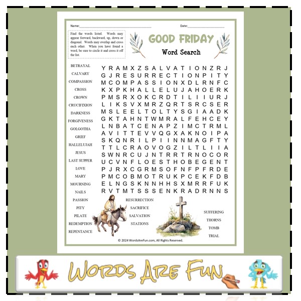 Good Friday Word Search