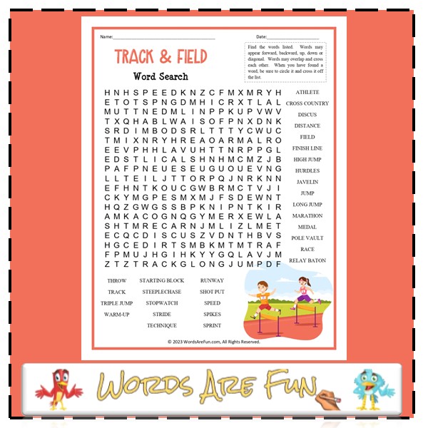Track and Field Word Search