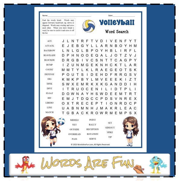 Volleyball Word Search