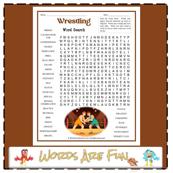 Wrestling Word Search