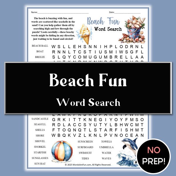 Beach Fun Word Search