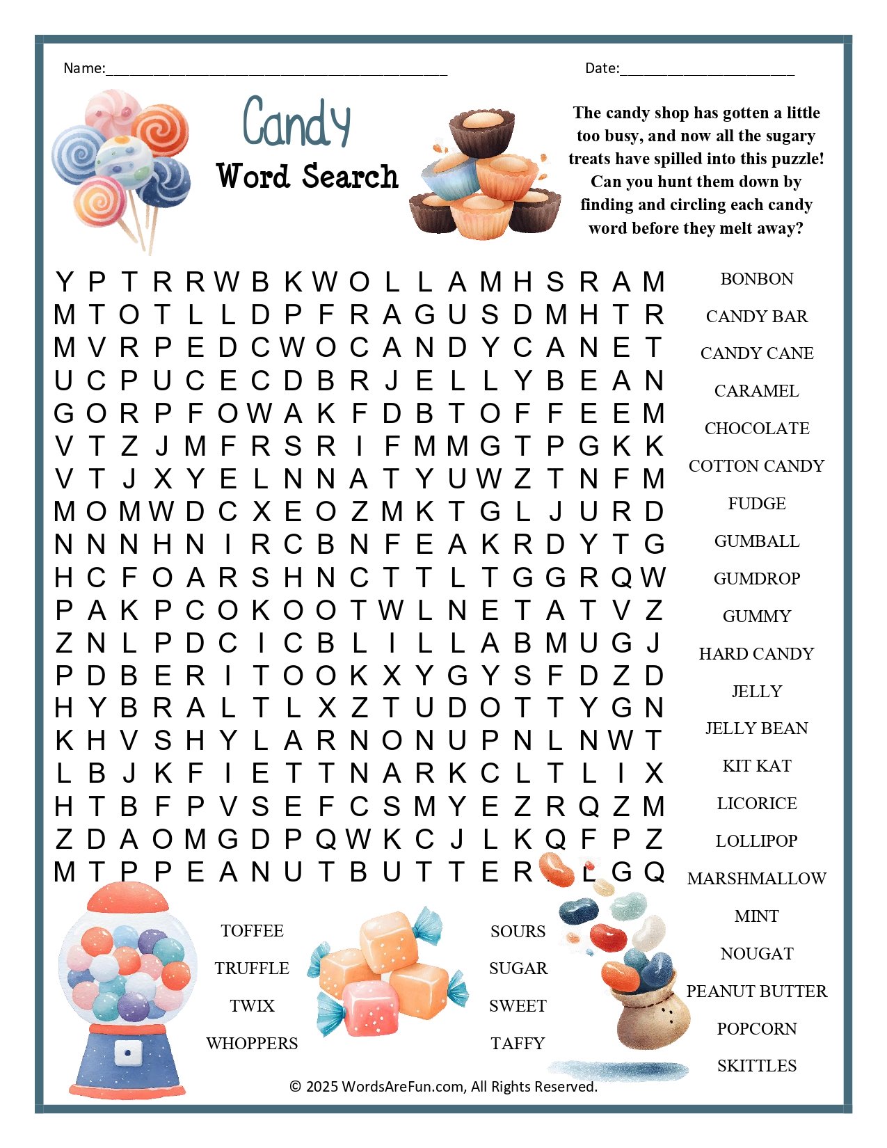 Candy Word Search