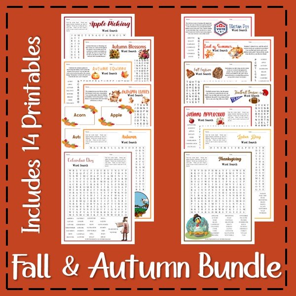 Fall & Autumn Word Puzzle Bundle