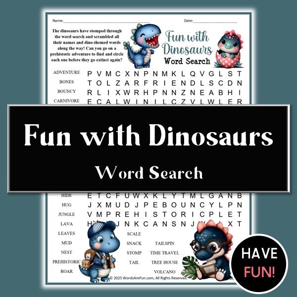 Fun with Dinosaurs Word Search