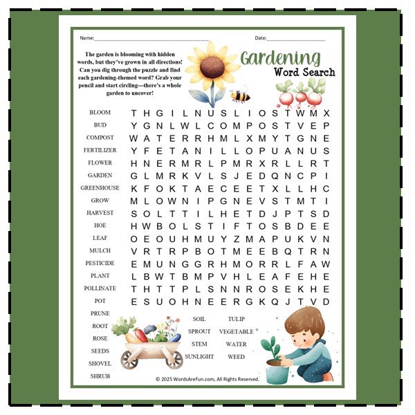 Gardening Word Search