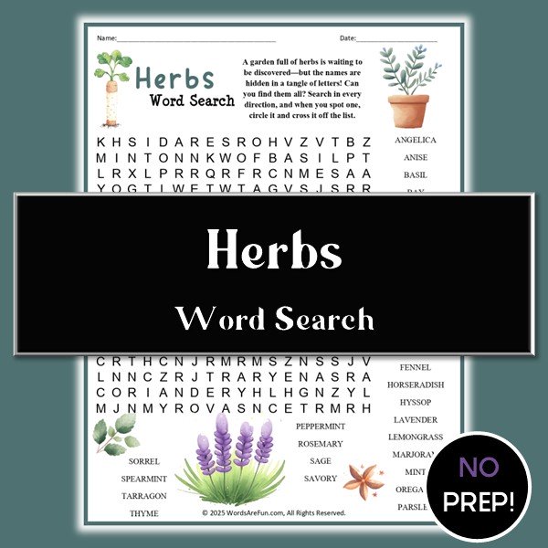 Herbs Word Search