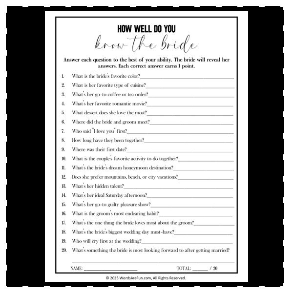 How Well Do You Know the Bride