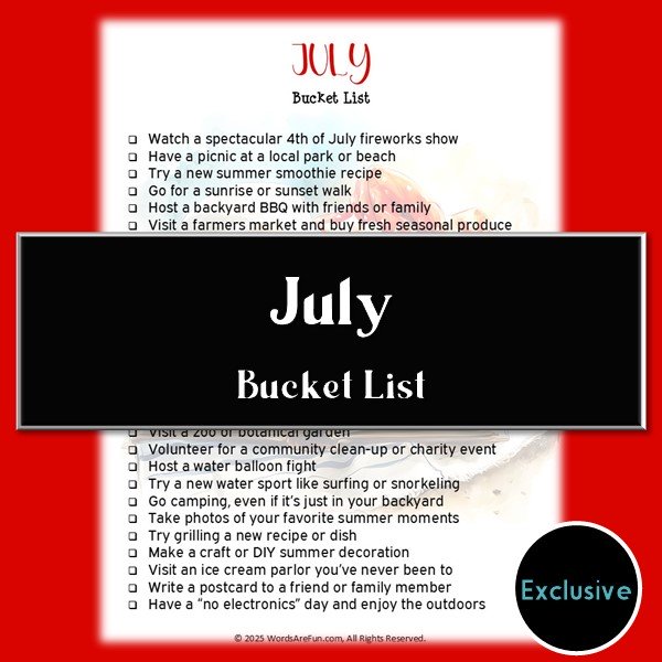 July Bucket List