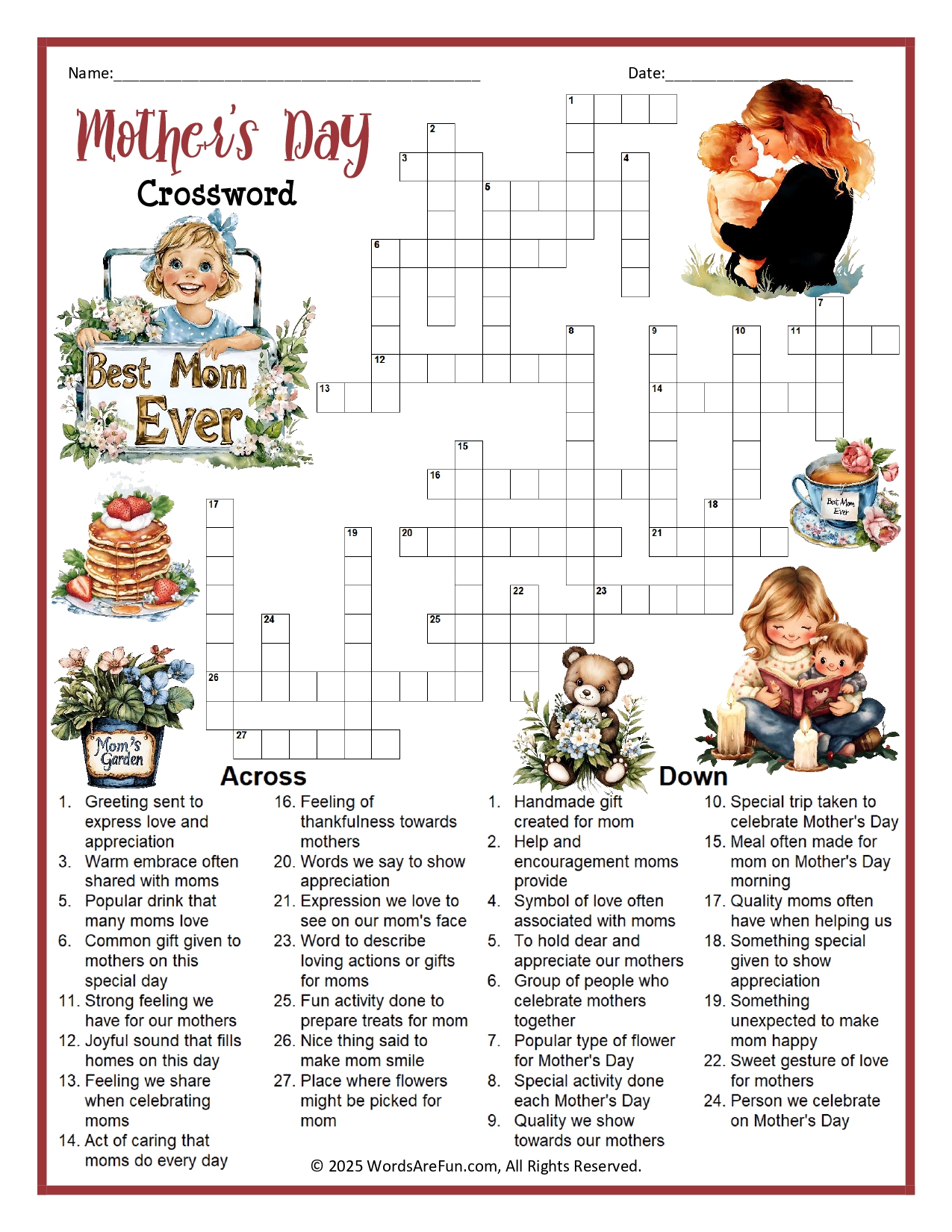 Mother's Day Crossword Puzzle